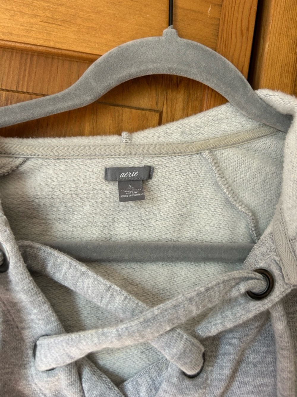 Aerie Heather Gray Lace-Up Sweatshirt - Picture 2 of 4